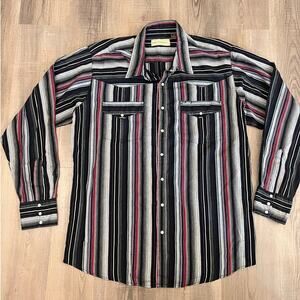 Bit & Bridle Men's Striped Pearl Snap Western Shirt - Tall